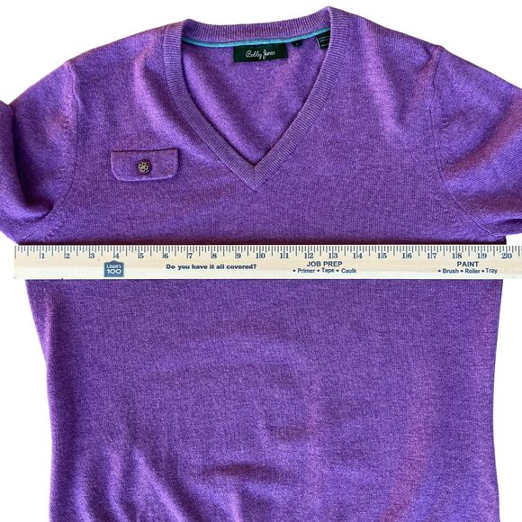 Bobby Jones Cashmere Merino Sweater Womens Size L Purple V-Neck Golf Old Money - Picture 13 of 14